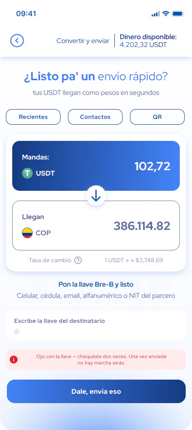 Pantalla de la app de Alivio